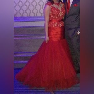 Red Sherri Hill Mermaid Dress Evening Gown